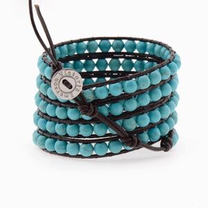 Victoria Emerson turquoise brown leather bracelet / necklace